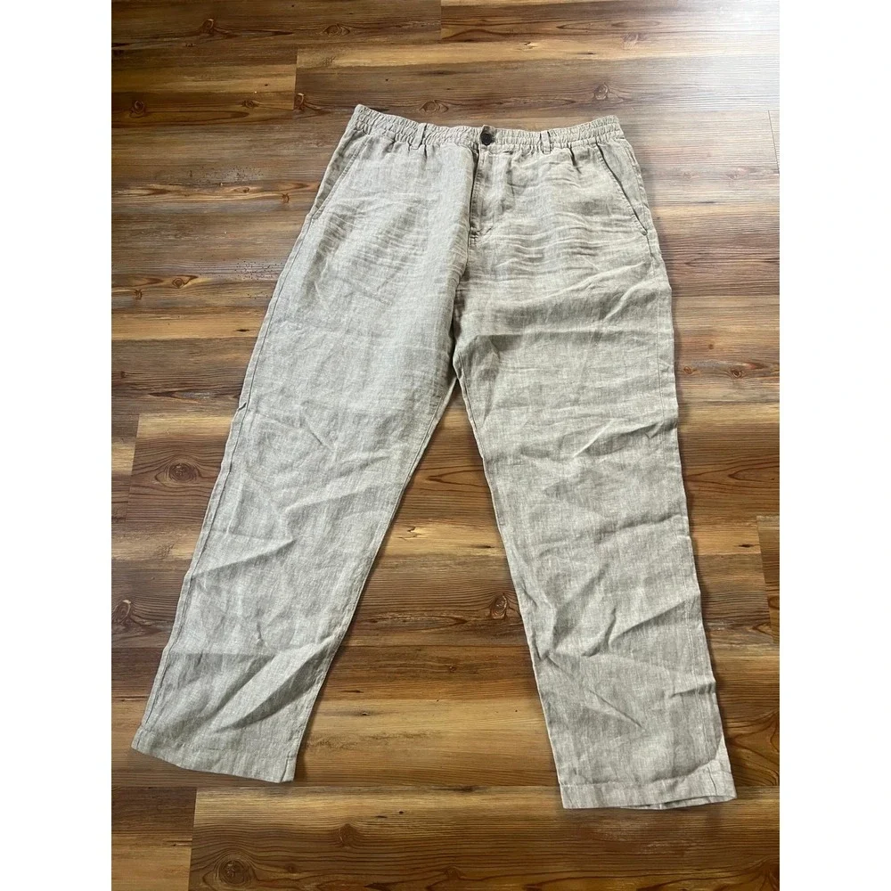 Madewell Men XL Beige 100% Linen Drawstring Waist Beach Resortwear Pants